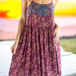 🌸 Natural Life Sara Embroidered Mini Dress Summer Swing Boho Bohemian Medium 🌸